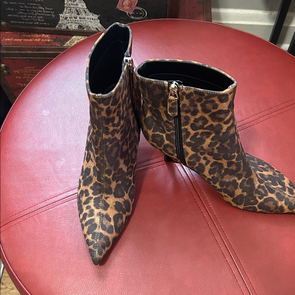 Nine West Leopard Print Ankle Boots